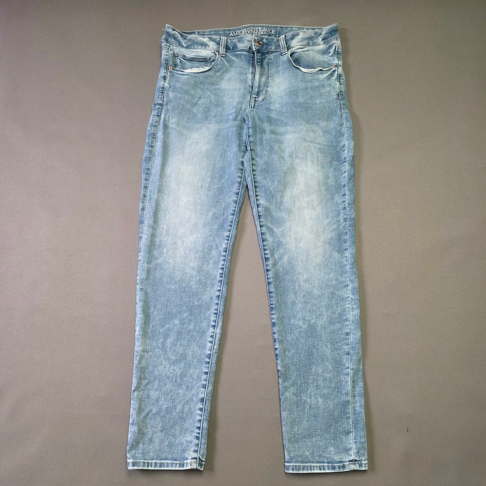 American Eagle Super Stretch Skinny Jeans Light Wash Blue Size 12 Regular